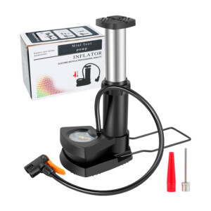Bomba pequeña manual portátil con medidor de presión y válvulas intercambiables / mini foot pump / inflator / jjyp558