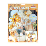 Kit decorativo de feliz cumpleaños con 45 globos de diversos tamaños, cortina, globo con frase de feliz cumpleaños, planilla de pegatinas para globo y tira de cadena transparente / yongli / jp-l020