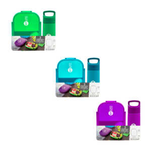 Kit tupper rectangular con 3 compartimientos y cuchara + botella de plástico, variedad de colores / hey life / kl-341