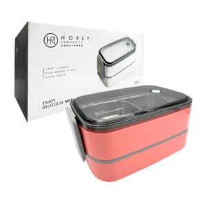 Tupper rectangular térmico horly de 2 niveles con cubiertos y capacidad de 1400ml / enjoy delicious meal / kl-347
