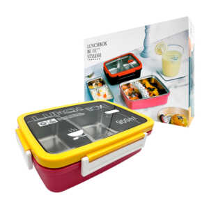 Tupper rectangular térmico lunch box con 2 compartimientos y capacidad de 900ml, variedad de colores / kl-358