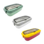 Tupper rectangular lunch box con separador y cubiertos, variedad de colores / kl-360