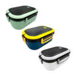 Tupper rectangular con 3 compartimientos y cubierto, variedad de colores / kl-374