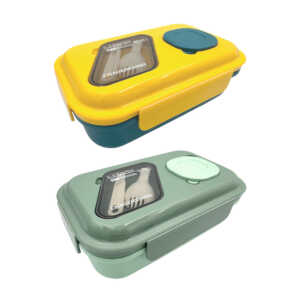 Tupper rectangular lunch box con 3 compartimientos y cubierto, variedad de colores / chaozhenmei / kl-394