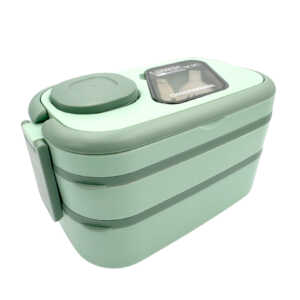 Tupper rectangular lunch box de 2 niveles, mini recipiente y cubierto, variedad de colores / kl-398