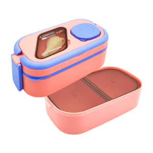 Juego de tupper ovalado lunch box de 1 compartimento con 2 tuppers, mini recipiente y cubierto, variedad de colores / chaozhenmei / kl-399