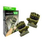 1pza Par de guantes bicolor para hacer ejercicio, con diseño abierto, protección en los nudillos y ajustables, variedad de tallas / lc-028 / fitness gloves