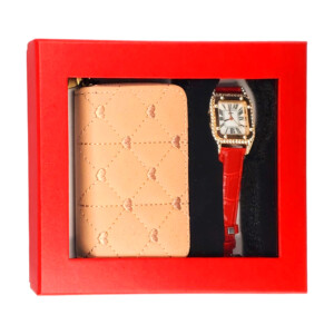Kit de regalo para dama con reloj de muñeca y cartera - monedero, variedad de colores / lu4332
