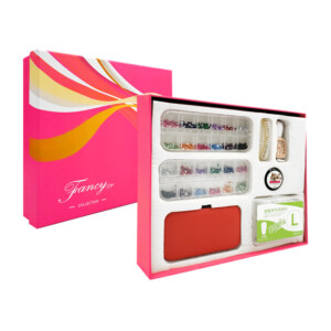 Kit de regalo para dama, reloj, pulsera, estuche para manicura, frasco con pegamento, caja de uñas postizas y 2 cajas de piedras para decoración, variedad de colores / lu4342