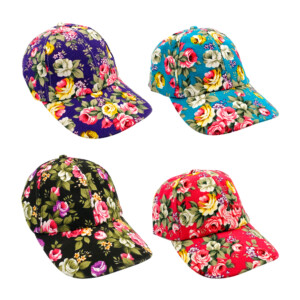 Gorra ajustable con visera semicurva estampado de flores, variedad de colores / lu7528