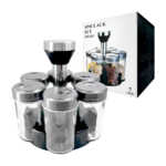 1pza Organizador / especiero en carrusel giratorio con 6 frascos de cristal, variedad de usos / spice ack set / ot-020 / ontenck
