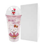Vaso de acrílico con efecto de hielo, luces y tapa domo con figura y estampado de los amigos de hello kitty / sb-011