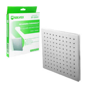 Cabezal cuadrado para regadera color plateado de 8in / regadera solvex / sp-50024