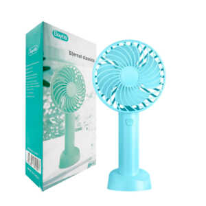 Ventilador de mano recargable con 3 velocidades y base con soporte para celular, variedad de colores / fs-007