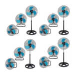 Caja con 4 ventiladores circulares de 3 aspas, 3 en 1 con pedestal, soporte para piso y soporte para pared / v00
