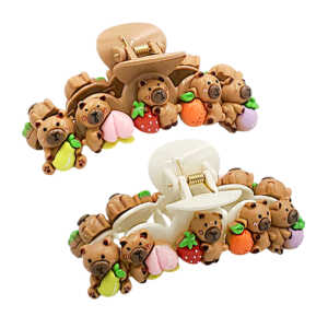1pza Pinza de plástico con figuras decorativas de frutas y capibaras para el cabello, variedad de colores / xc-1