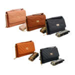 Bolsa de mano para dama piel sintética con broche dorado, asa y correa tipo tejido, variedad de modelos y colores / xl87-1 / xl87-2