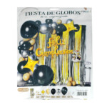 Kit decorativo de feliz cumpleaños con 44 globos de diversos tamaños, cortina, globo con frase de feliz cumpleaños, planilla de pegatinas para globo y tira de cadena transparente / yongli / xy-l3026