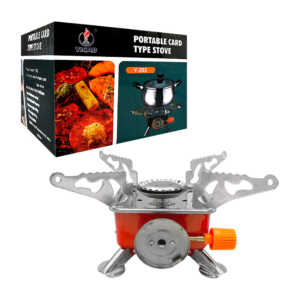 Mini estufa individual portátil plegable para camping, 113x113x92mm / portable card type stove / y-202 / bbg-60381