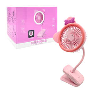 Ventilador portátil flexible con aro de luz, orejas de los amigos de hello kitty y base tipo pinza, variedad de modelos / mini fan / 189-7