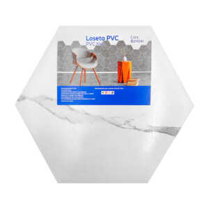 Paquete de 6 losetas de pvc hexagonal para piso, con diseño de textura marmoleada / 16-0266