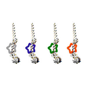 Juguete de cuerda con nudos y mordedera en forma de estrella para mascotas, variedad de colores / 18-0164