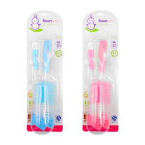 Par de cepillos de diversos tamaños con gancho de plástico para lavar biberones / smart baby / 22-0024