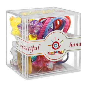 1pza Caja pequeña de 10 ligas para el cabello, con figuras traslúcidas en forma de animales animados, variedad de colores / hand made / 23-fs-001