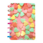1pza Libreta / cuaderno de rayas, con estampado de corazones y espiral de colores, variedad de usos / 23-bjb-051