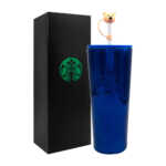Vaso termo con popote de 710 ml - 24 oz efecto metálico, variedad de colores / vaso espejo / 24-termo-054