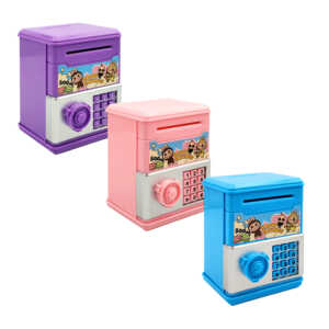 1pza Alcancía decorativa infantil estilo caja fuerte, de plástico, con estampado de labubus, variedad de colores / happy savings