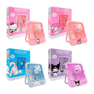 Mini ventilador cuadrado portátil recargable con estampado de los amigos de hello kitty y soporte para escritorio, variedad de modelos / mini fan / 677-76