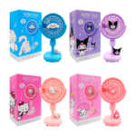 Ventilador recargable con figura decorativa de los amigos de hello kitty y base para escritorio, variedad de modelos / mini fan / 677-96