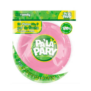 Paquete con 20 platos de plástico en color rosa de 9 in - 23 cm / 787969 / plato biodegradable / pa la party