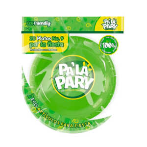 Paquete con 20 platos de plástico en color verde de 9 in - 23 cm / plato biodegradable / pa la party