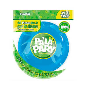 Paquete con 20 platos de plástico en color azul de 9 in - 23 cm / 787983 / plato biodegradable / pa la party