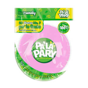 Paquete con 20 platos de plástico en color rosa de 7 in - 18 cm / 788102 / plato biodegradable / pa la party