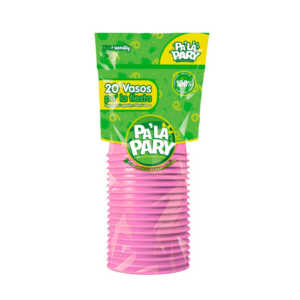 Paquete con 20 vasos de plástico en color rosa de 12 oz - 355 ml / 788249 / vaso biodegradable / pa la party