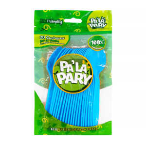 Paquete con 20 cucharas de plástico en color azul / cuchara biodegradable / pa la party