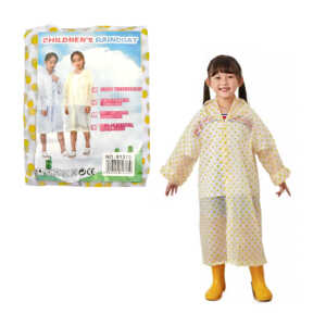 Impermeable infantil de plástico tipo poncho con estampado de lunares, variedad de colores / childrens raincoat / 81373