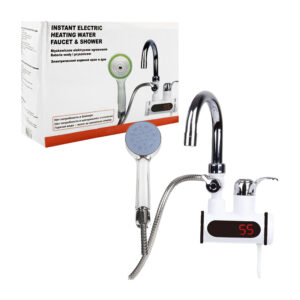 Grifo eléctrico instantáneo de agua caliente con cabezal de ducha, manguera flexible y pantalla digital / 80638 / instant electric heating water faucet & shower
