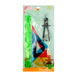 Juego de geometría escolar flexible con regla, 2 escuadras, transportador, compás grande con puntas de repuesto, variedad de colores / nnm / 123y