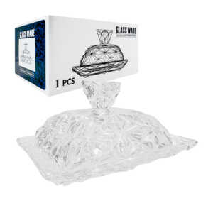 Porta mantequilla de cristal - vidrio de 15.5x11.5x8 cm, multifuncional / a7587 / glass ware