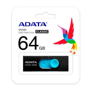 Memoria usb adata de 64gb 2.0 retractil color negro / auv220-64g-rbkbl