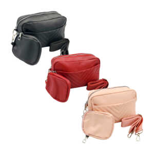 Bolsa rectangular pequeña de piel sintética para dama con 2 compartimentos, diseño de costura, correa y monedero, variedad de colores / ay-1104