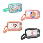 Bolsa cosmetiquera rectangular pequeña traslúcida con correa satinada y diseño de personajes animados, variedad de colores y modelos / ay-116