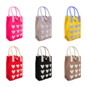 Bolsa cruzada de tela para celular con diseño tejido de corazones, inferior cuadriculado, asa, correa y broche, variedad de colores / ay-91