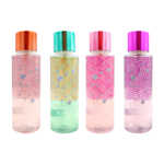 Perfume para dama con glitter 250 ml - 8.4oz, variedad de aromas y colores / b0015-al / body philosophy / body mist / fragrance mist