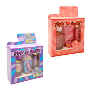 Kit de regalo con 3 piezas, body mist de 60ml, crema de 50ml, perfume de roll on con 10ml, variedad de aromas y colores / pink in sweet / b0068-ab