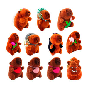 Llavero de peluche afelpado con diseño de capibara con tematica de amor, variedad de colores / llavero capibara con collar / capibara normal / aw-223